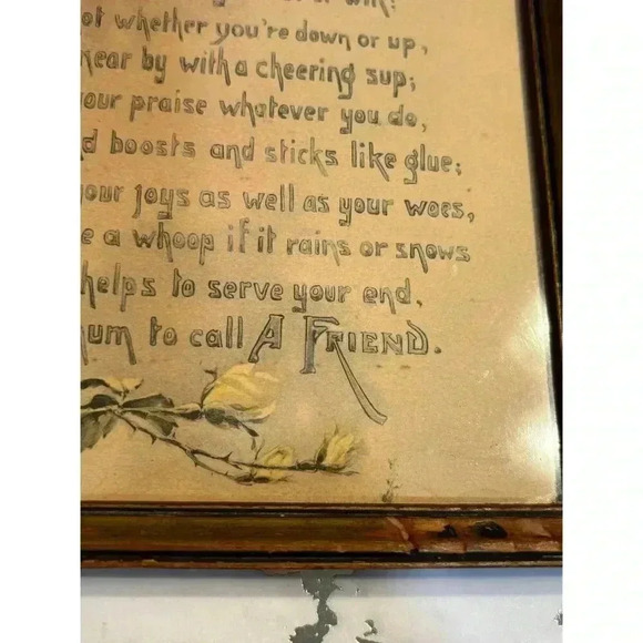 Antique friendship poem frame print | 1920s wall decoration - Picture 4 of 10